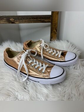 Converse Metallic Rose Gold Low-Top Sneakers with White Toe 8.5M 10.5W